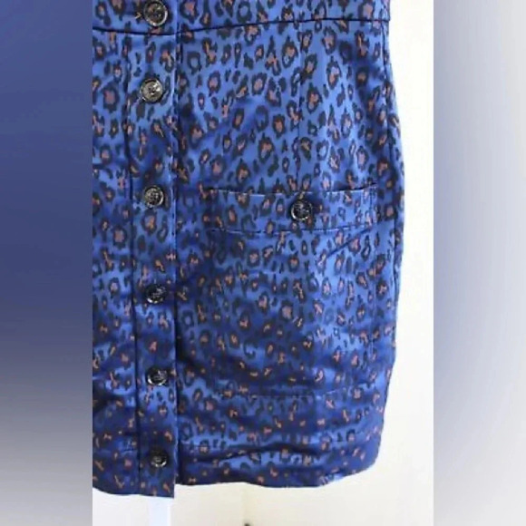 Banana Republic | Blue Leopard Print Button Down Pencil Skirt Size 6 Small - Picture 3 of 4
